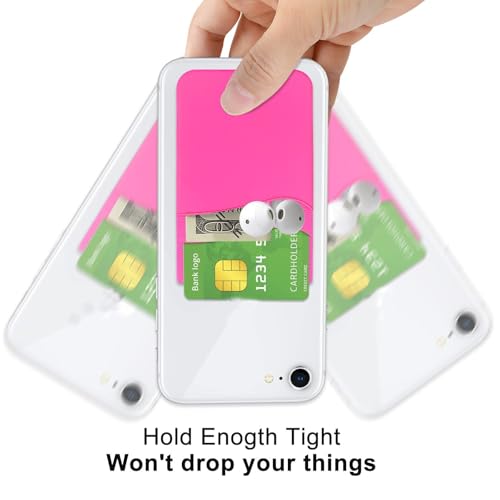 Senose Phone Wallet, 3 Pack Phone Card Holder Stick On Back of Cellphones - color: Rose Red*3