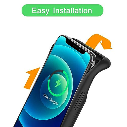 Battery Charging Case for iPhone 12/12 Pro, 10000mAh High Capacity Portable Protective Battery Case Wireless Charging Compatible with iPhone 12/12 Pro (6.1 inch) Extended Battery Charger Cover(Black) - size: iPhone 12/12 Pro