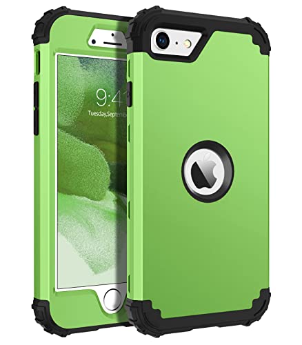 BENTOBEN for iPhone SE 2022 Phone Case and iPhone SE 2020 Case, Heavy Duty 3 in 1 Full Body Rugged Shockproof Hybrid Hard PC Soft Rubber Bumper Drop Protective Girls Women Cover, Light Green/Black - color: Black/Light Green