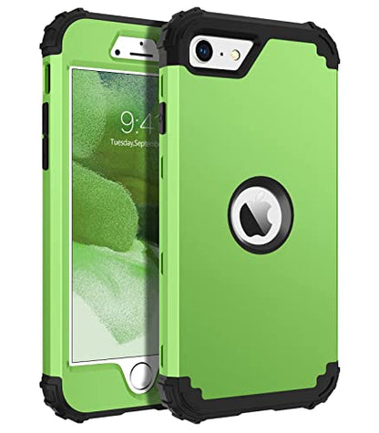 BENTOBEN for iPhone SE 2022 Phone Case and iPhone SE 2020 Case, Heavy Duty 3 in 1 Full Body Rugged Shockproof Hybrid Hard PC Soft Rubber Bumper Drop Protective Girls Women Cover, Light Green/Black - color: Black/Light Green
