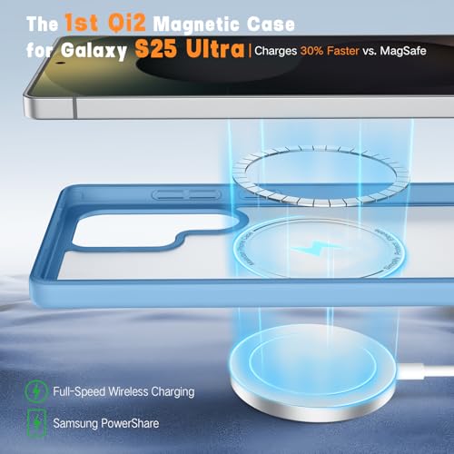 Maledan StainGuard Case for Samsung Galaxy S25 Ultra - Compatible with MagSafe S25 Ultra Case, Slim Magnetic Phone Cases for Samsung S25 Ultra Case Cover [Qi2 Certified][Military Shockproof], Sky Blue - color: StainGuard Steel Sky