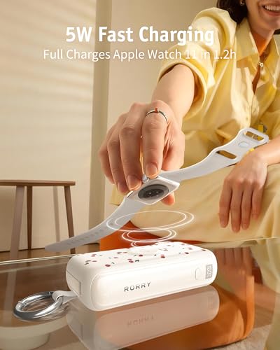 RORRY Flow Portable Charger 10000mAh 40W Wall Plug Power Bank Battery Pack - color: Cherry Print