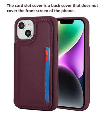 iCoverCase Compatible with iPhone 14 Case with Card Holder, Wallet Case for Women Men RFID Blocking PU Leather Protective Phone Case 6.1 Inch (Wine Red) - color: Wine Red