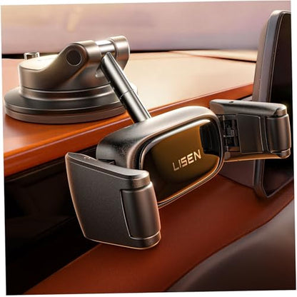 LISEN Suction Phone Mount for Car, [Ultra Suction & Less Fuss] Car Phone Holder Mount Vacuum Dashboard Phone Holder, Car Cell Phone Holder for iPhone 18 Pro Max 17 16 15 Air with Case Galaxy S26 S25 - color: Black
