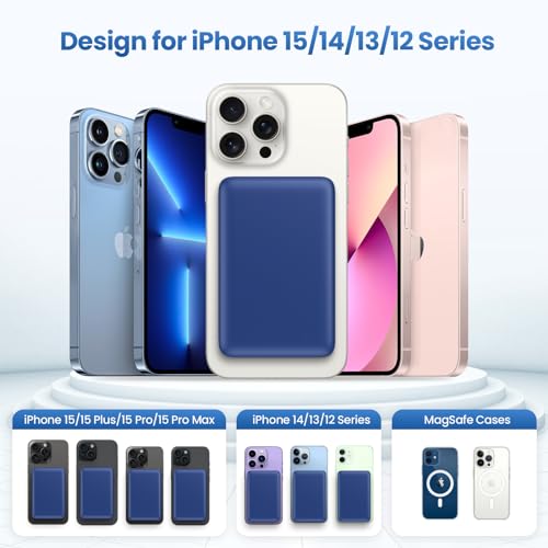 Magnetic Portable Charger 10800mah for Magsafe Battery Pack, Wireless Power Bank with USB C in&out PD Fast Charging,Travel Essential Phone Battery Charger For iPhone 17/16/15/14/13/12 Series-Dark Blue - color: Dark Blue