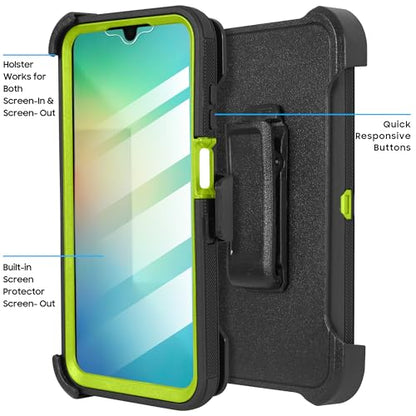 Compatible for Samsung Galaxy A26 5G, Built in Screen Protector, Belt Clip Holster Heavy Duty Defender Case Dustproof Shockproof Protection (Camo Yellow) - color: Camo Yellow