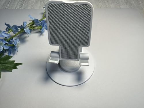 Cell Phone Stand, 360 Rotating Phone Stand, Fully Adjustable and Foldable Desktop Phone Stand. The Base of The Stand is Suitable for All Types of Mobile Phones. (White)