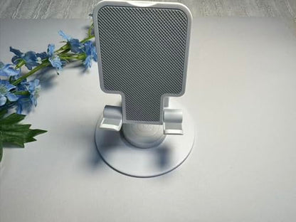 Cell Phone Stand, 360 Rotating Phone Stand, Fully Adjustable and Foldable Desktop Phone Stand. The Base of The Stand is Suitable for All Types of Mobile Phones. (White)