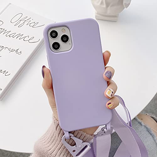 Compatible with iPhone 6/7/8/SE2/SE3,Crossbody Phone Case with Lanyard Cute Soft Silicone Case with Adjustable Shoulder Strap Shockproof Protector Compatible with Women Girls Purple - color: Purple, size: iPhone 6/7/8/SE2/SE3