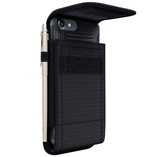 PiTau Holster for iPhone Se, 8, 7, 6s, 6 – Rugged Nylon Cell Phone Belt Holder for Men, Case with Belt Clip, Carrying Pouch Fits Cover, Black
