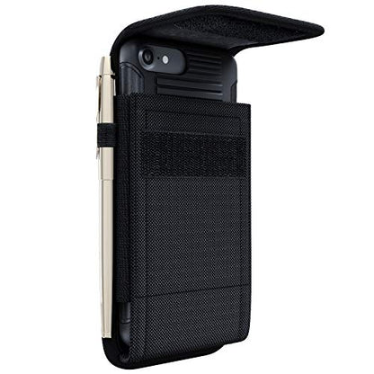 PiTau Holster for iPhone Se, 8, 7, 6s, 6 – Rugged Nylon Cell Phone Belt Holder for Men, Case with Belt Clip, Carrying Pouch Fits Cover, Black