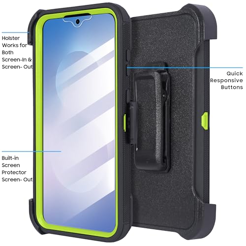 Compatible for Samsung S25 FE, Built in Screen Protector, Belt Clip Holster Heavy Duty Defender Case Dustproof Shockproof Protection (Camo Green) - color: Camo Green