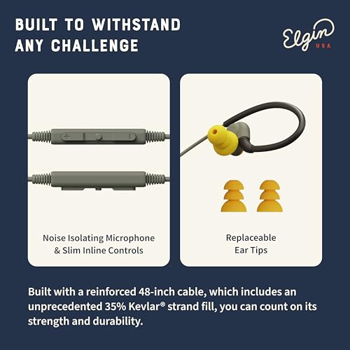 Elgin Rumble Wired Earplug Headphones with mic, in-Ear Earbuds - style: 3.5mm AUX