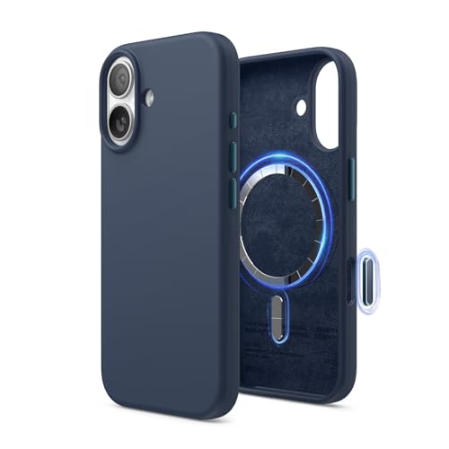 elago Premium Magnetic Silicone Case for iPhone 17 | Compatible with MagSafe, Liquid Silicone Material, Protection, Shockproof, Slim Phone (Jean Indigo) - color: Jean Indigo, size: iPhone 17