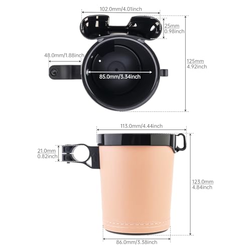 3-in-1 Universal Bike Cup Holder with Cell Phone Case Keys Hook, Beige - color: beige