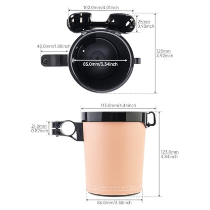 3-in-1 Universal Bike Cup Holder with Cell Phone Case Keys Hook, Beige - color: beige