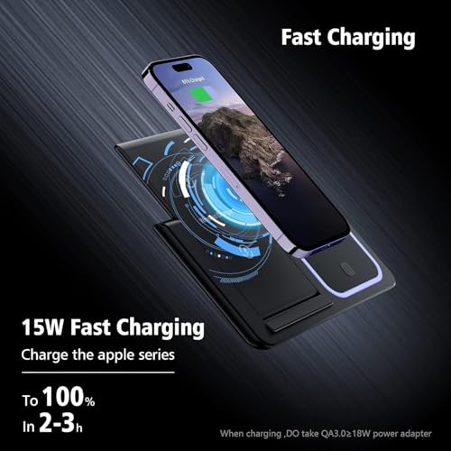3 in 1 Wireless Charger Charging Station, Wireless Charger Stand for iPhone17 16e 16 15 14 Pro Max 13 12 11,Charging Dock for AirPods 4 3 2 Pro, Apple Watch 11/10/9/Ultra/8/SE/7/6/5/4/3