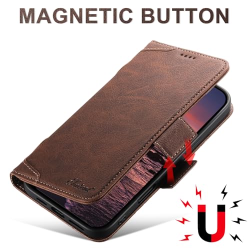 SINIANL iPhone 16 Plus Wallet Case - MagSafe Compatible, Leather Folio Cover with Card Slots and Kickstand - Brown - color: MagSafe - Brown, size: For iPhone 16 Plus