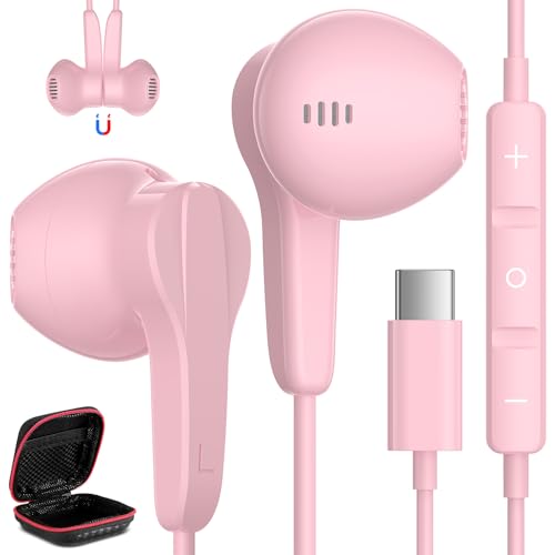 USB C Headphone for iPhone 17 Air 16 15 18 Pro Max Duo Plus/iPad, Pink - color: Pink