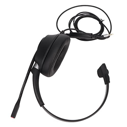 ciciglow Single Sided Ear Headphone, ENC Noise Reduction Business Headset 3.5mm Volume Adjustment Monaural Telephone Headset with Mic for Home Call Center