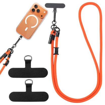 Phone Lanyard, Phone Strap Crossbody with 2 Pack Tether Tab, Adjustable Anti Theft Phone Strap for All Phones (orange) - color: Orange