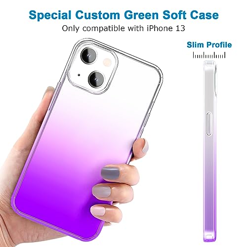 JJGoo Compatible with iPhone 13 Case Clear Soft Transparent Shockproof Protective Slim Thin Bumper Phone Cover, Gradient Purple - color: Gradient Purple