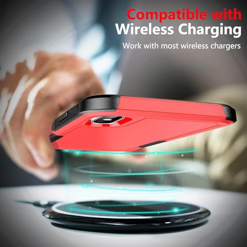 SPIDERCASE for iPhone Xs Max Case, [10 FT Military Grade Drop Protection] [Non-Slip] [2 pcs Tempered Glass Screen Protector] Shockproof Airbag Cushion Protective Case for iPhone Xs Max 6.5” (Red) - color: Red