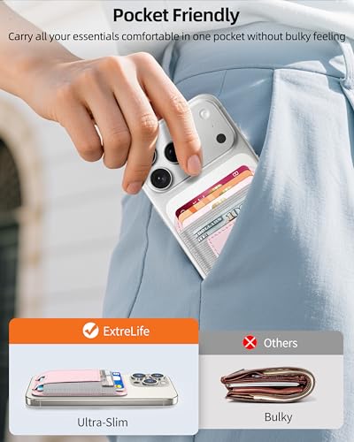 Upgraded for Magsafe Wallet, 7 Card Holder, RFID Blocking, Strongest Magnet - color: Pink-Upgraded