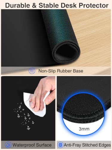 Magnetic Wireless Charging Mouse Pad, 31.5"x15.8" Large Desk Mat - color: Black-31.5"x15.8"-Mag-Right