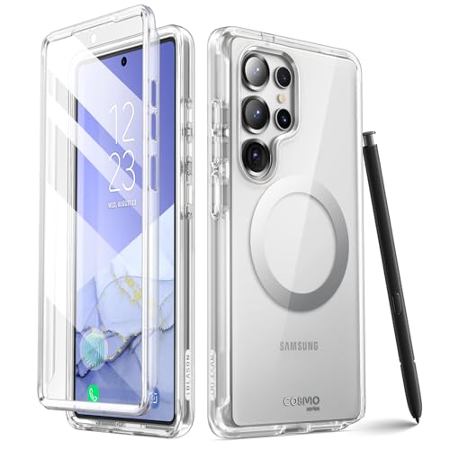 i-Blason Clear Case for Samsung Galaxy S25 Ultra Case MagSafe with Built-in Screen Protector [Support Wireless Charger] Full-Body Slim Fit Style Magnetic Phone Case for S25 Ultra, Clear - color: Clear