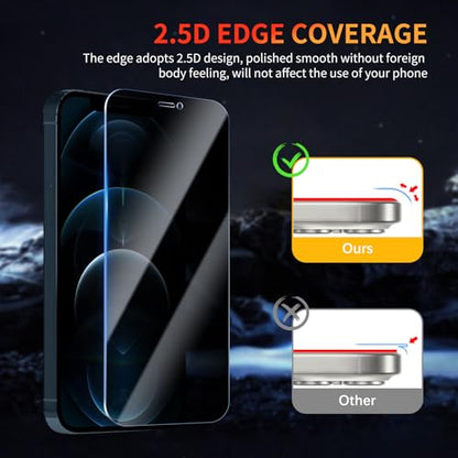 Privacy Screen Protector for iPhone 12 Pro Max 6.7 Inch 3 Pack, Tempered Glass Film Anti-spy Scratch Resistant 9H Hardness Case Friendly - size: iPhone 12 Pro Max