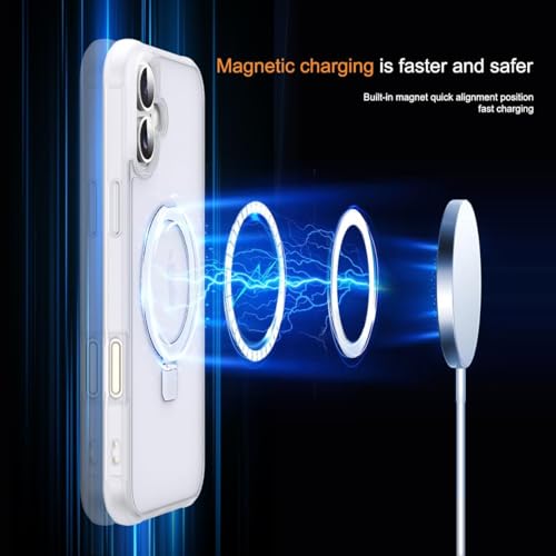 SKYLMW Compatible with iPhone 17 Case with Stand,Translucent | iPhone 17 Phone Case 6.3",Magnetic Ring Stand,Compatible with MagSafe,Military-Grade Protection,Great Grip Feeling - color: Translucent, size: Iphone 17