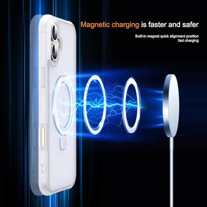 SKYLMW Compatible with iPhone 17 Case with Stand,Translucent | iPhone 17 Phone Case 6.3",Magnetic Ring Stand,Compatible with MagSafe,Military-Grade Protection,Great Grip Feeling - color: Translucent, size: Iphone 17