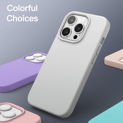 JETech Silicone Case for iPhone 14 Pro, Light Grey | Silky Soft Touch, Shockproof Protection, Scratch Resistant, Microfiber Lining - color: Light Grey, size: iPhone 14 Pro