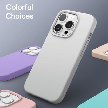 JETech Silicone Case for iPhone 14 Pro, Light Grey | Silky Soft Touch, Shockproof Protection, Scratch Resistant, Microfiber Lining - color: Light Grey, size: iPhone 14 Pro