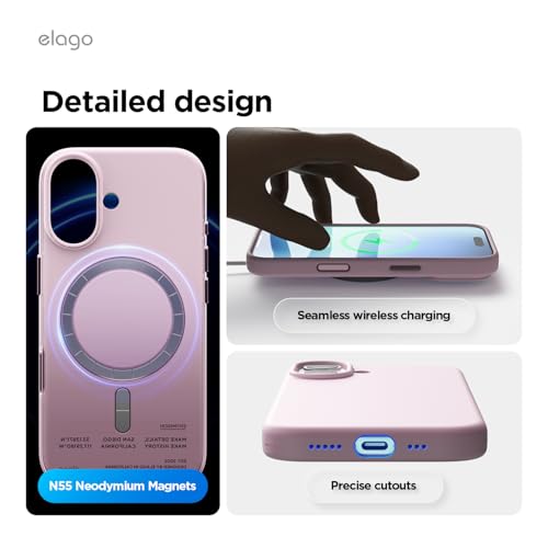 elago Premium Magnetic Silicone Case for iPhone 17 | Compatible with MagSafe, Liquid Silicone Material, Protection, Shockproof, Slim Phone (Light Lilac) - color: Light Lilac, size: iPhone 17