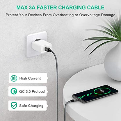 etguuds Long USB to USB C Cable, 12ft USB A to USB C Fast Charger 2-Pack - color: Gray