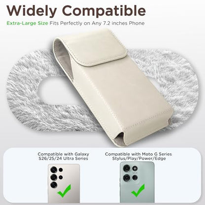 for Phone Pouch Holster Belt Case, Premium Leather Pouch with Belt Clip Phone Holster Belt Case (White, X-Large) - color: White, size: X-Large