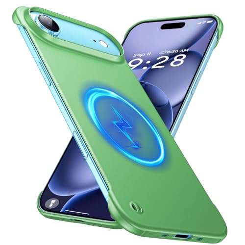 GRECAZO Magnetic Frosted Frameless Case for iPhone Air, Light Green | Compatible with MagSafe, Metallic Finish, Hard PC Cover, Ultra Thin Lightweight Minimalist Borderless, Slim Fit, 6.5-Inch - color: Light Green, size: iPhone Air