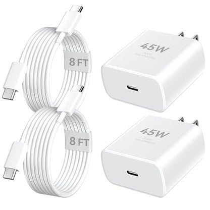 Phone 17 16 Pro Max Charger Fast Charging, 45W Super Fast USB C Charger Block with 8FT Charging Cable for 17 16 Pro Max/17 16Pro/16 Plus,15 Pro Max/15 Pro/15, Android Phone - color: white, size: 8 Ft