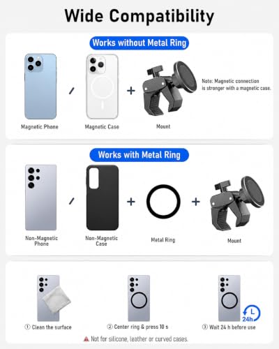 Phone Holder for Peloton Bike, Magnetic Phone Mount Clamp for Spin Bicycles
