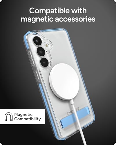 ZAGG Santa Cruz Snap Samsung Galaxy S26+ Case with Kickstand - ICY Blue, Magnetic Crystal Clear Protective Phone Cover, 13ft Drop Protection, Graphene Reinforced, Slim Case with Stand - color: Icy Blue, size: Samsung Galaxy S26 Plus