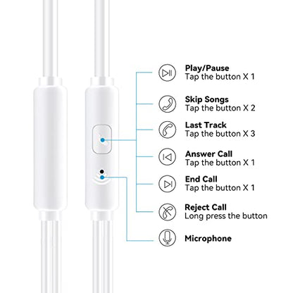 Aylaa Wired Earbuds Headphones for School with Microphone Noise Isolating Stereo Bass in-Ear Earphones – for Smartphones, Tablets, Schools, Ipads, Multiuse - 3.5mm Plug in Audio Jack - White - color: White