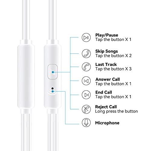 Aylaa Wired Earbuds Headphones for School with Microphone Noise Isolating Stereo Bass in-Ear Earphones – for Smartphones, Tablets, Schools, Ipads, Multiuse - 3.5mm Plug in Audio Jack - White - color: White
