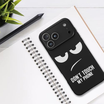 kwmobile TPU Silicone Case Compatible with Apple iPhone 17 Pro Max - Case Soft Cover - Don't Touch My Phone White/Black - size: iPhone 17 Pro Max