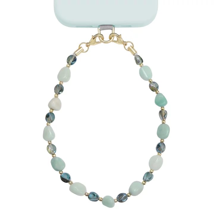 POSADINA Natural Stone Phone Charm, Beaded Healing Phone Wrist Strap, Handmade Cellphone Chain Lanyard with Tether Tab - color: Mist Balance