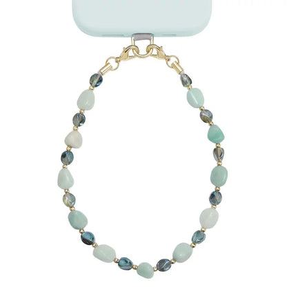 POSADINA Natural Stone Phone Charm, Beaded Healing Phone Wrist Strap, Handmade Cellphone Chain Lanyard with Tether Tab - color: Mist Balance