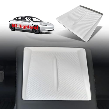 BestEvMod Center Console Wireless Charger Mat Compatible with Refreshed Tesla Model 3 2026 2025 2024 Highland Accessories Phone Charge Area Silicone Mat Non Slip Silicone Pad (White) - color: White, size: 24+ M3