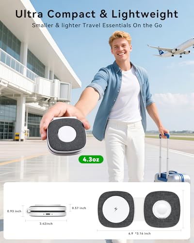 2-in-1 Foldable Charger Compatible with MagSafe iPhone, Watch & AirPods - color: Black