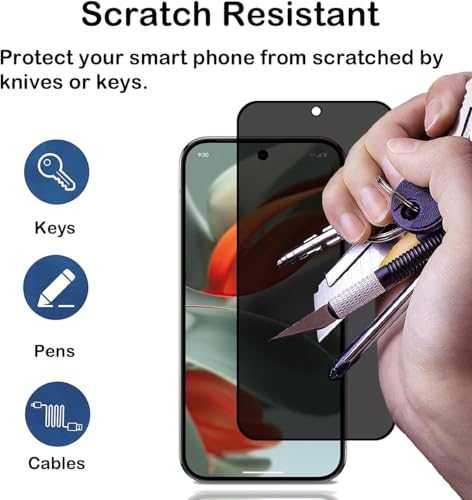 CJY For Google Pixel 9 Pro XL Privacy Screen Protector, 2+2 Pack Tempered Glass with Camera Lens Protector, 3D Curved HD Clear, Case Friendly, 9H Scratch Resistant, Fingerprint Unlock Compatible - color: Google Pixel 9 Pro XL Privacy